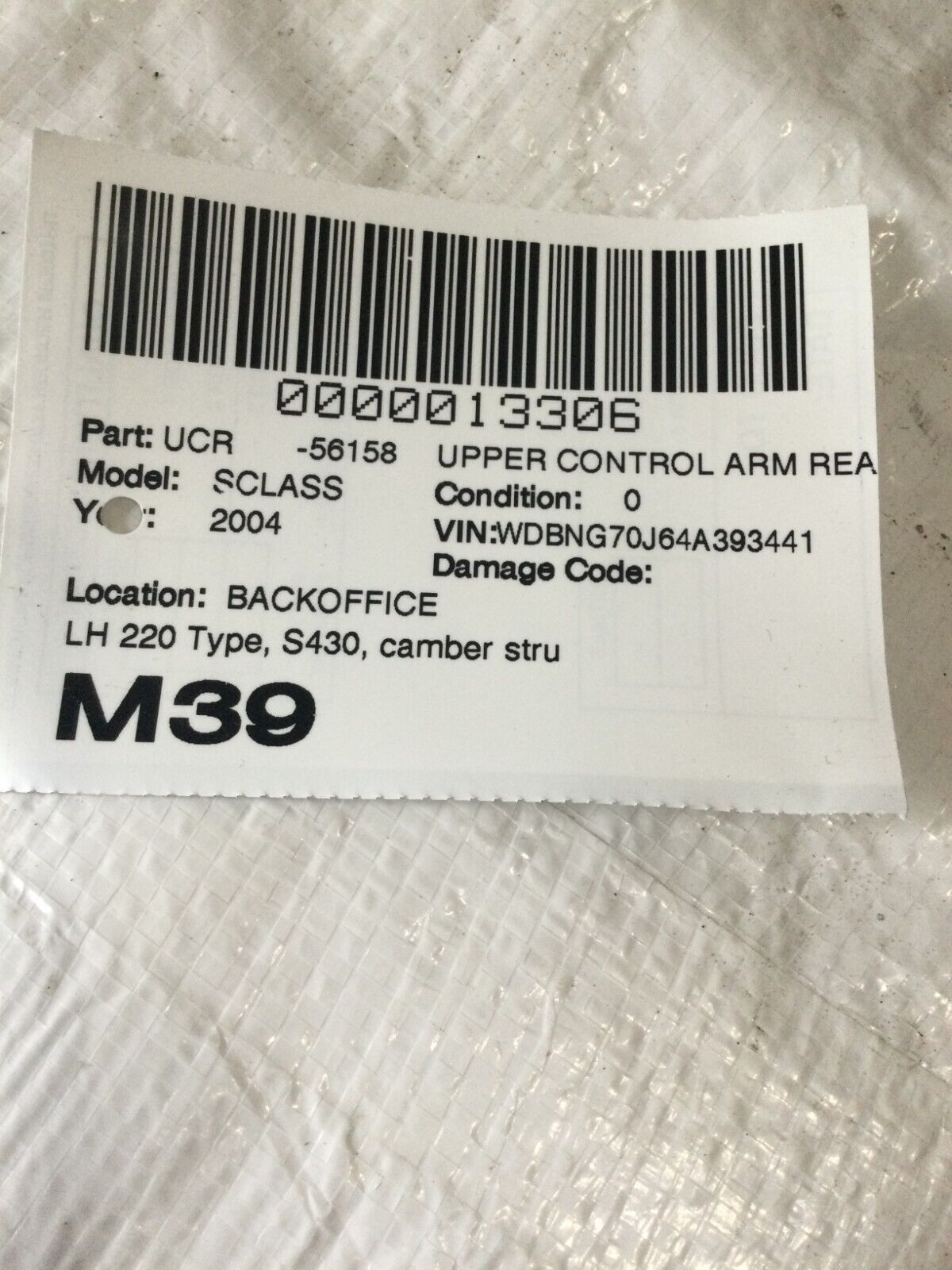 2004 Mercedes Benz S430 Rear Left Upper Camber Control Arm OEM