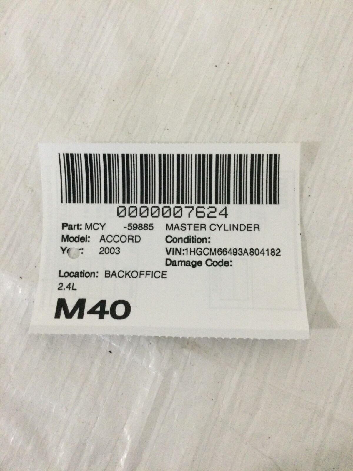 2003-2007 Honda Accord Master Brake Cylinder W/ Reservoir OEM 3.0L