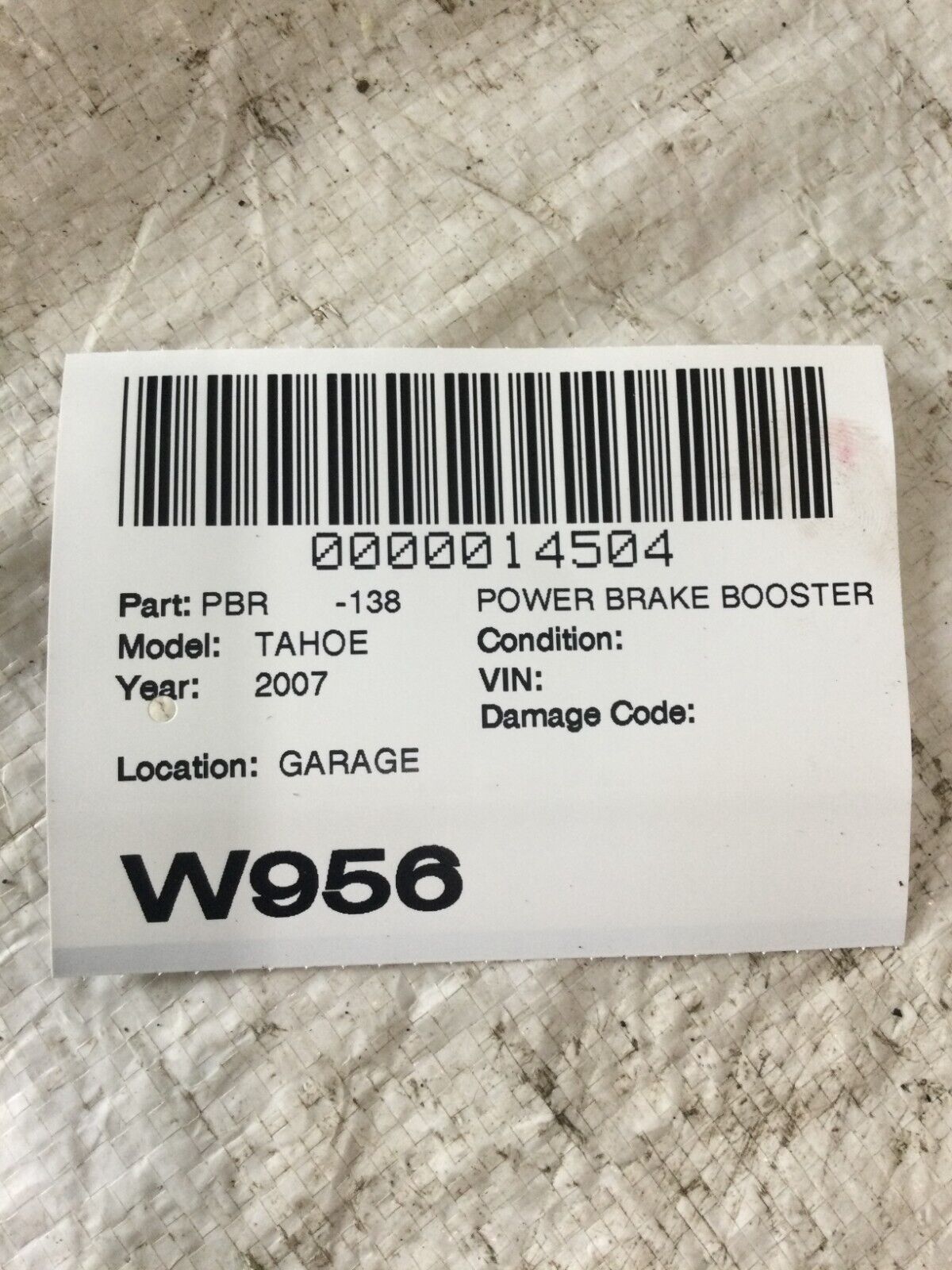 2007 Chevrolet Tahoe  Power Brake Booster 15947019 OEM