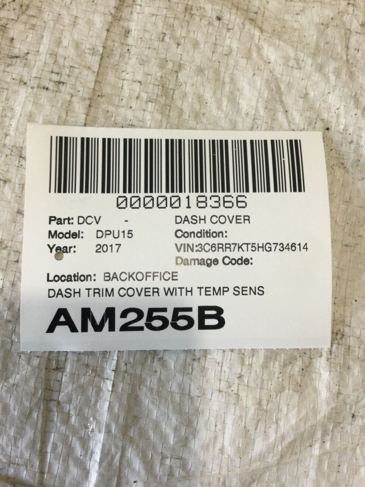 2017 Dodge Ram 1500 Dash Trim Cover W/ Temp Sensor OEM