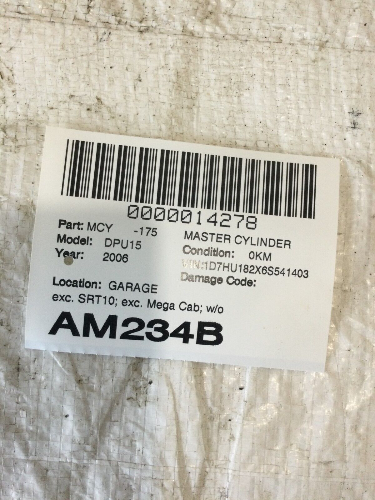 2007 Dodge Ram 1500 Master Brake Cylinder W/ Reservoir OEM