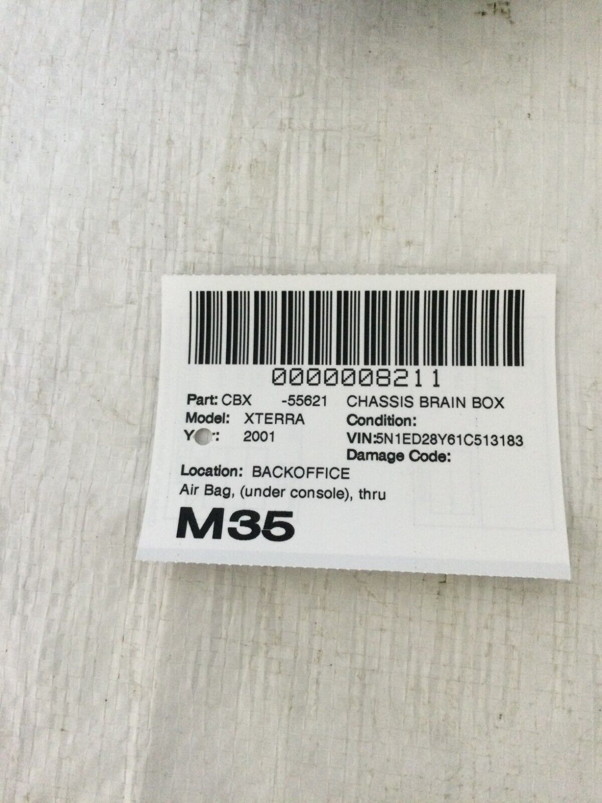 2001 Nissan Xterra SRS Control Module Under Console OEM