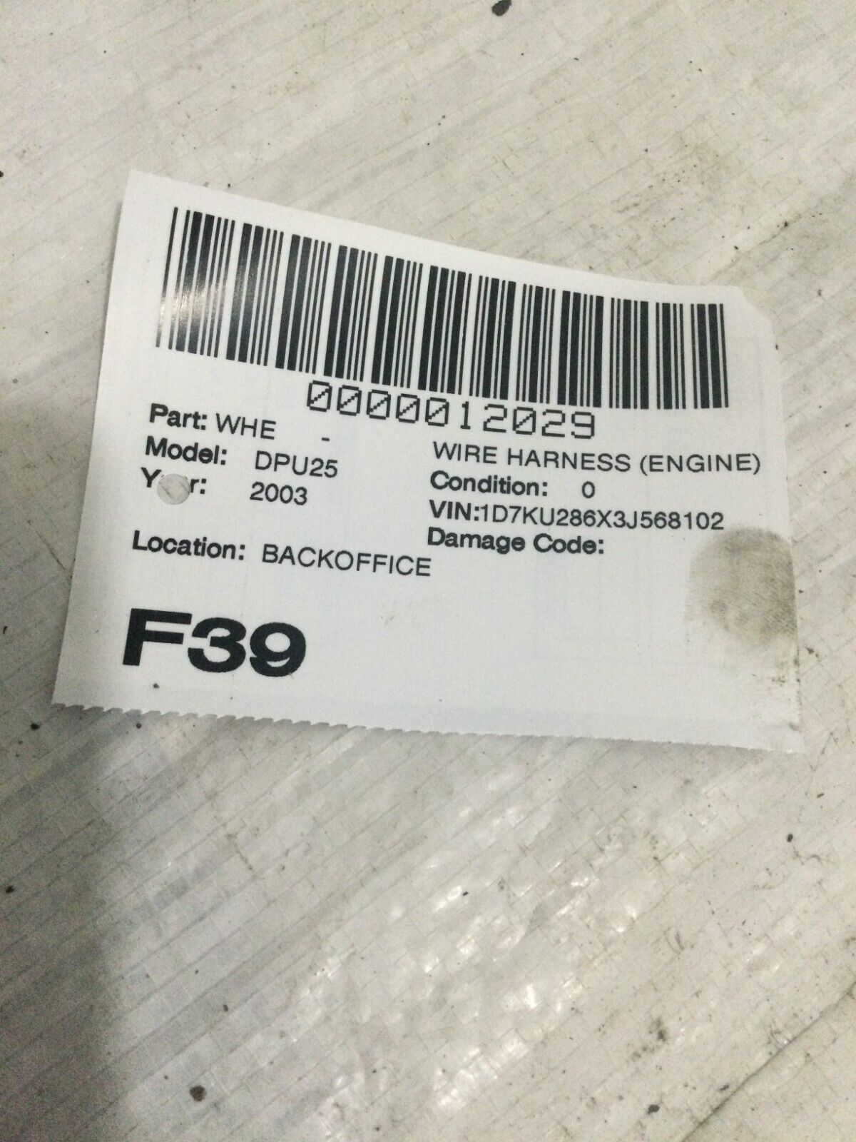 2003 Dodge Ram 2500 Engine Wiring Harness OEM 5.9L 3963705