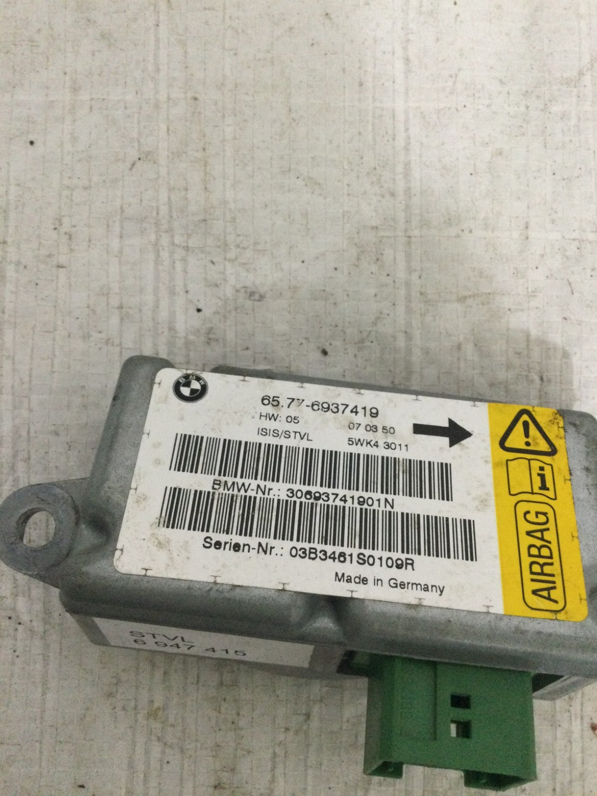 2004 BMW 745I Front Left Drivers Door SRS Sensor OEM 65.77-6937419