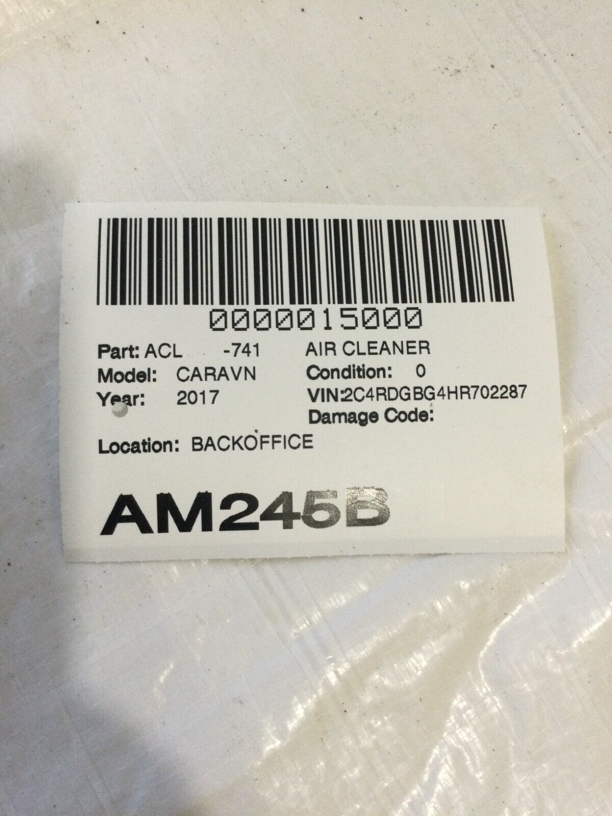 2017 Dodge Grand Caravan Air Cleaner Filter Box OEM
