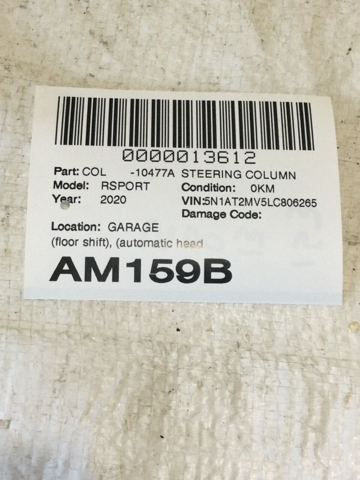 2020 Nissan Rogue Steering Column Assembly OEM 48810 7FL0A