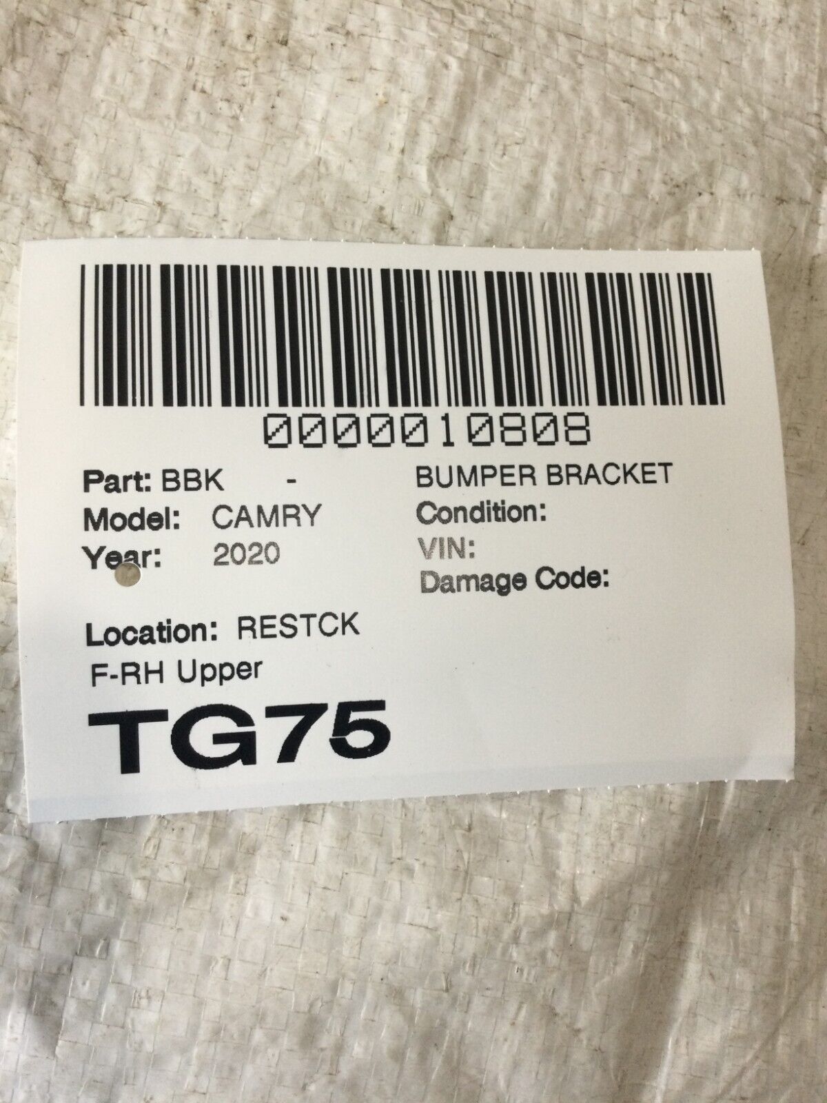 2019-2021 Toyota Camry Front Bumper Upper Right Arm OEM