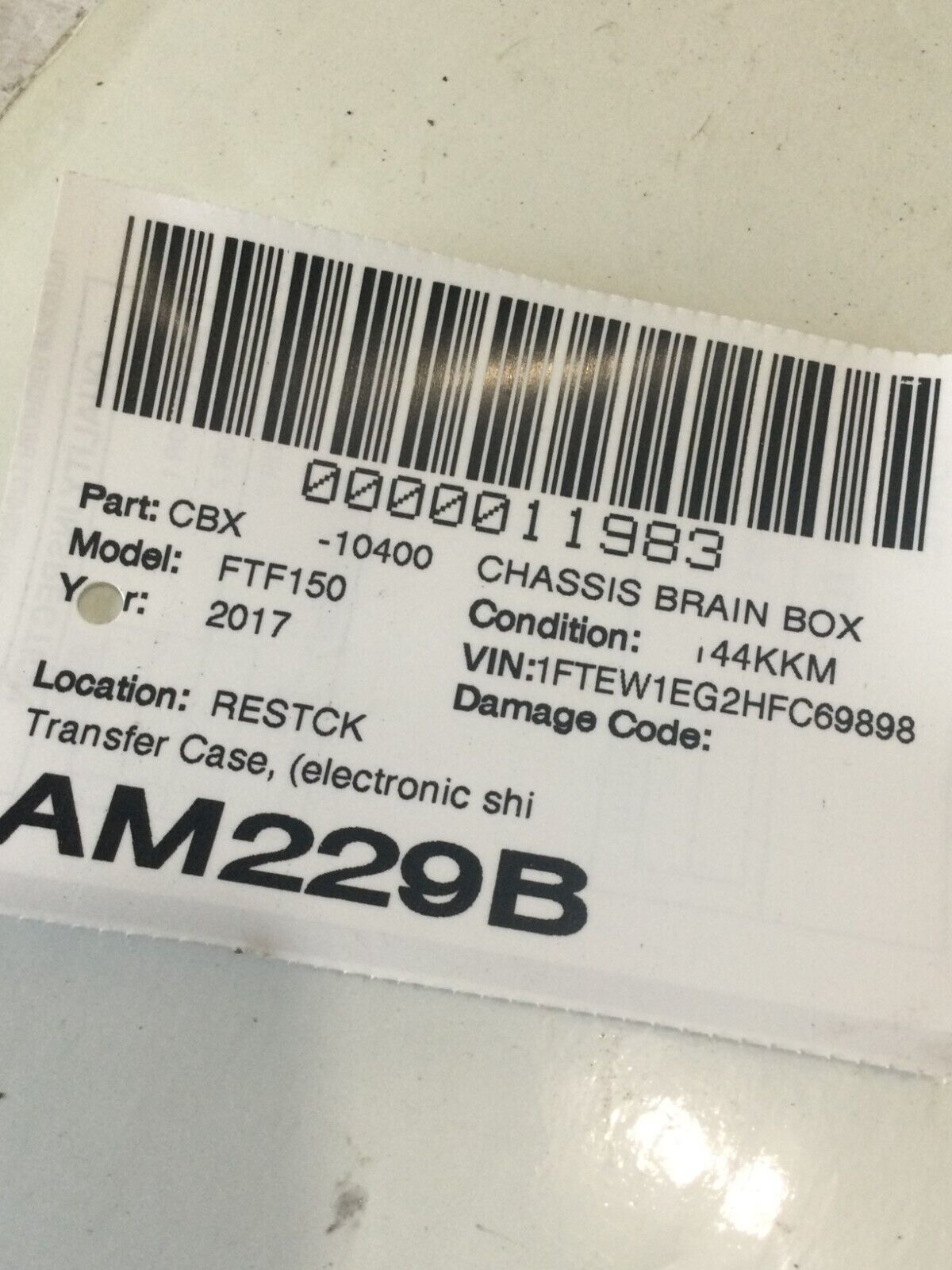 2017 Ford F-150 F150 Transfer Case Control Module OEM HL3A-7H417-GC