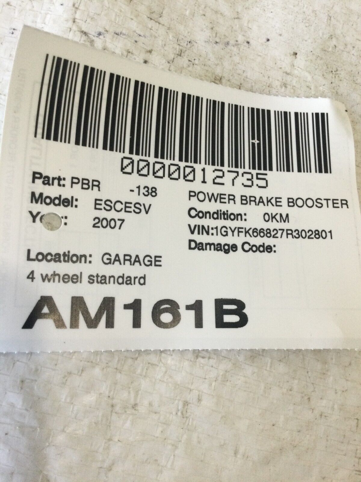 2007-2010  Cadillac Escalade ESV Power Brake Booster 02040A2549 OEM