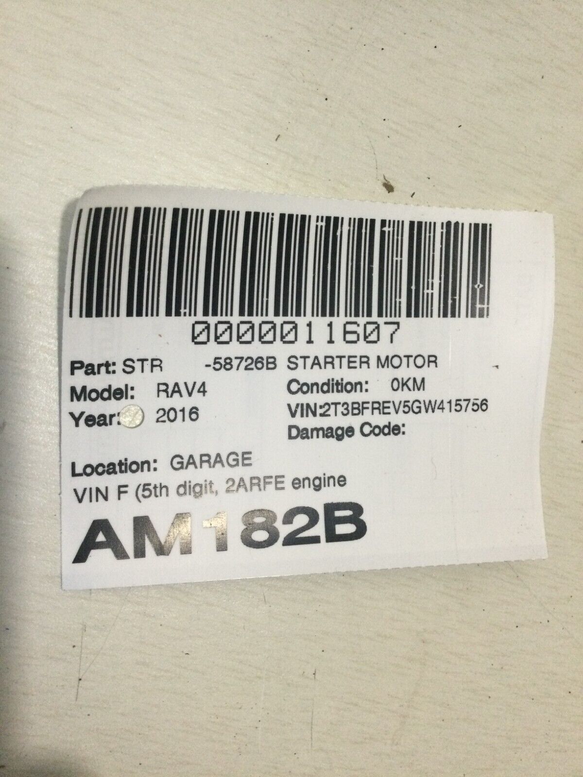 2016 Toyota RAV4 Engine Starter Motor 28100-0A011 OEM