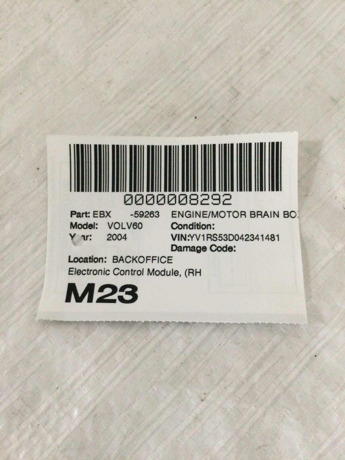 2004 Volvo S60 Computer Brain Engine Control ECU ECM Module 08675760A