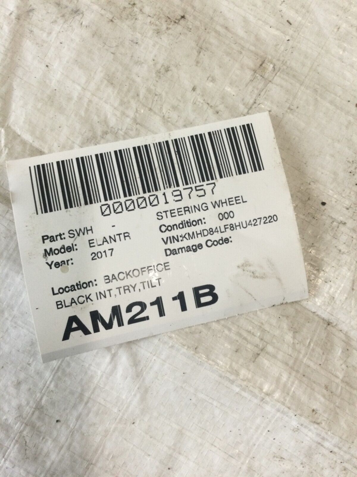 2017 Hyundai Elantra  Steering Wheel OEM