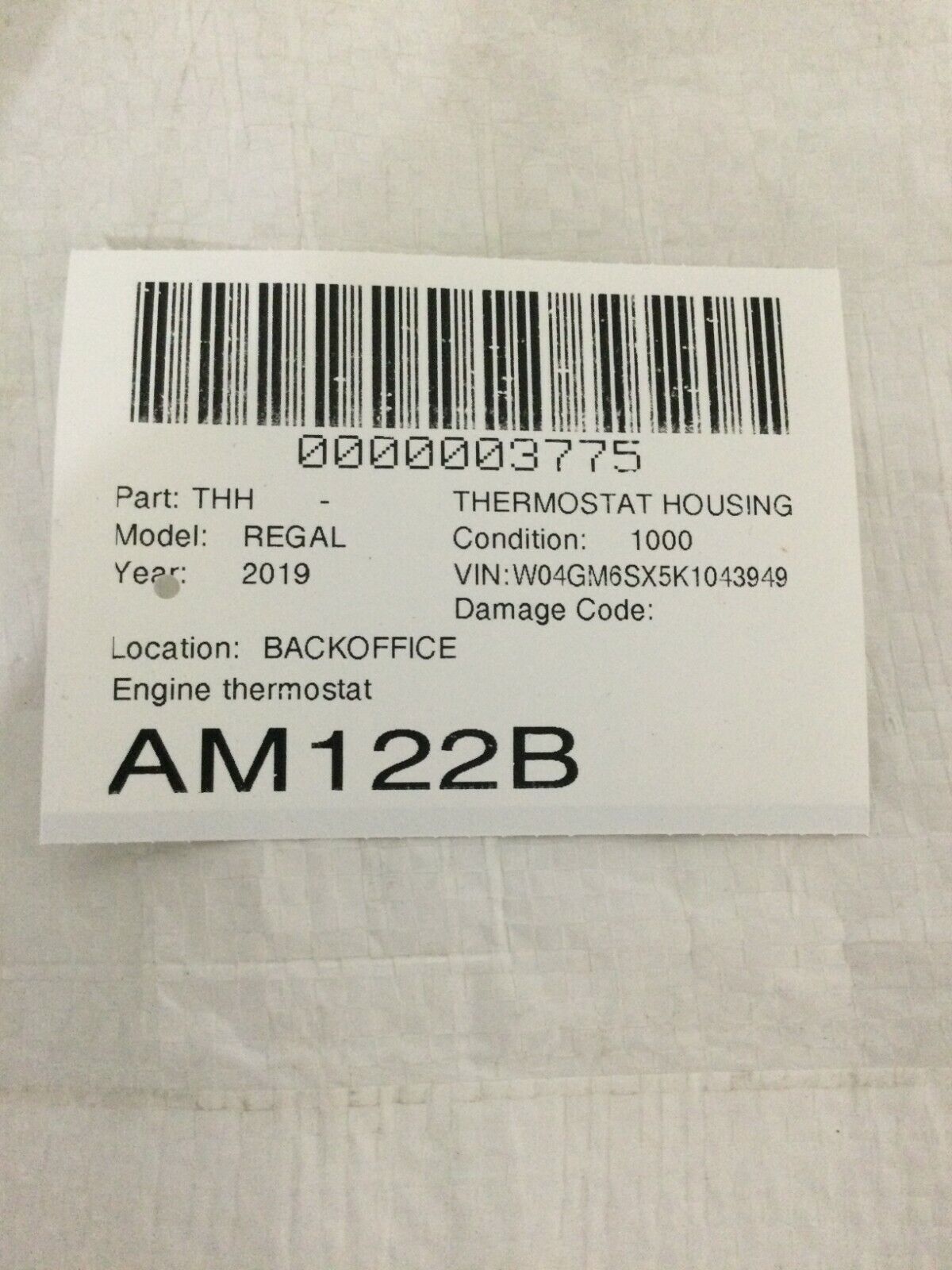 2019 Buick Regal Sportback Preferred II Engine Thermostat Housing OEM 2.0L