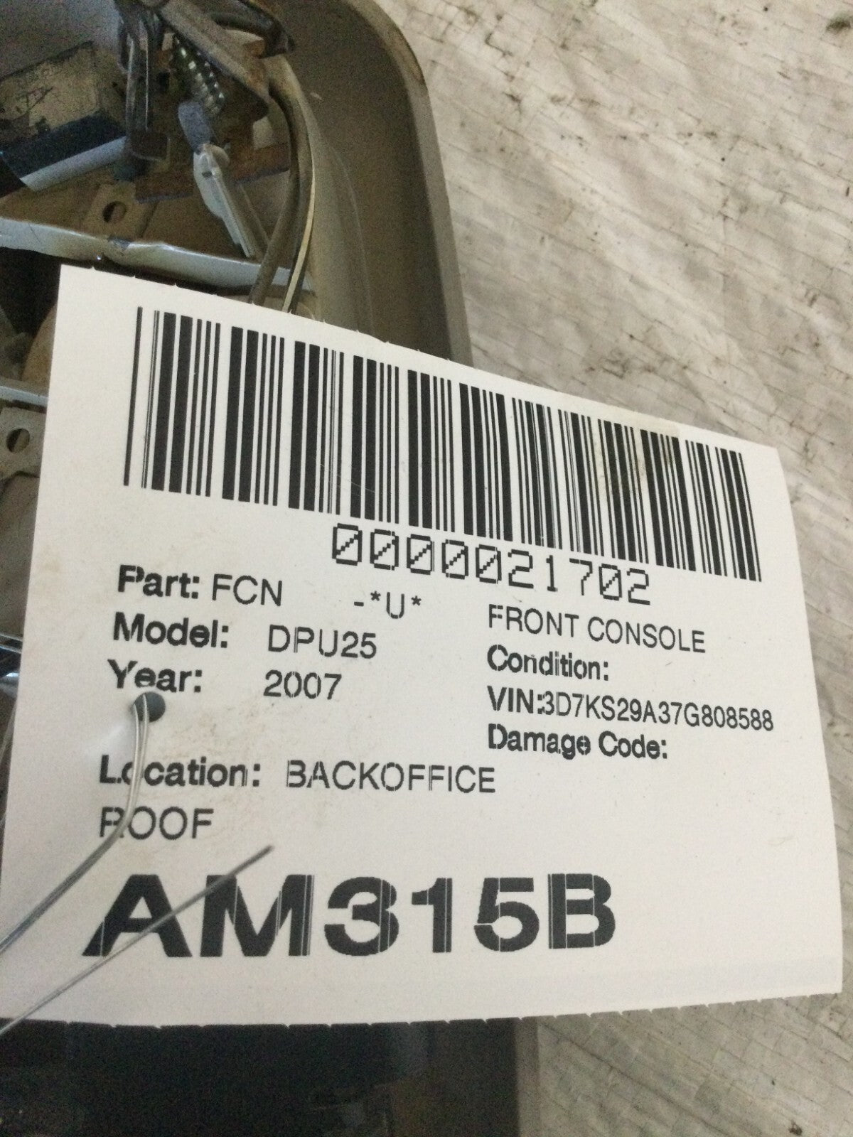 2007 Dodge Ram 2500 Overhead Digital Console OEM 56046037AB