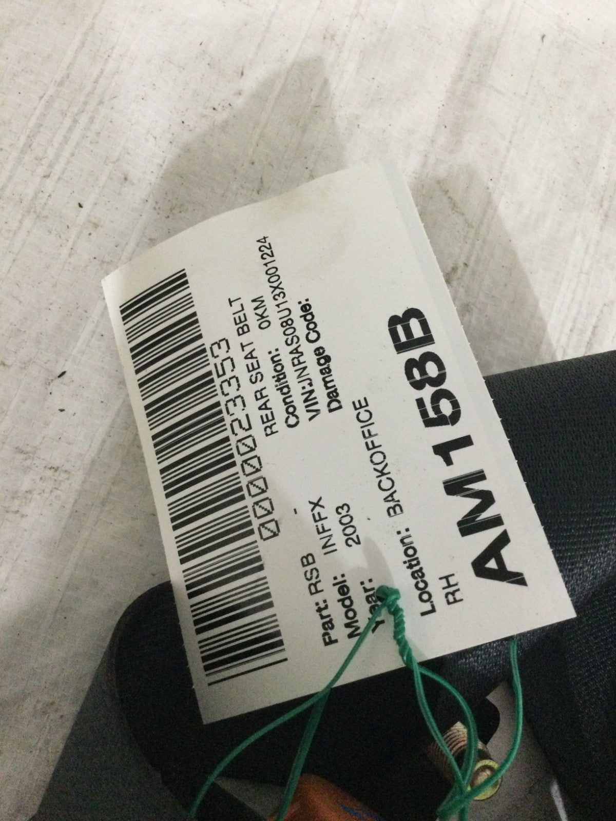 2003 Infiniti FX35 Rear Right Seat Belt OEM