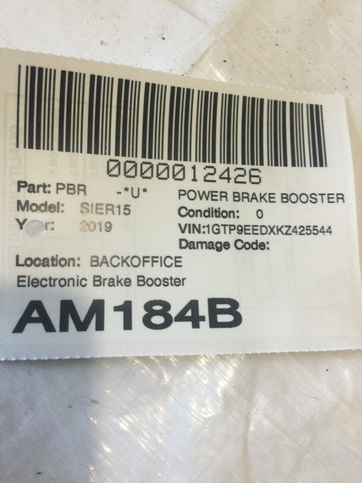 2019 GMC Sierra 1500 Electronic Brake Booster Control OEM 84702001