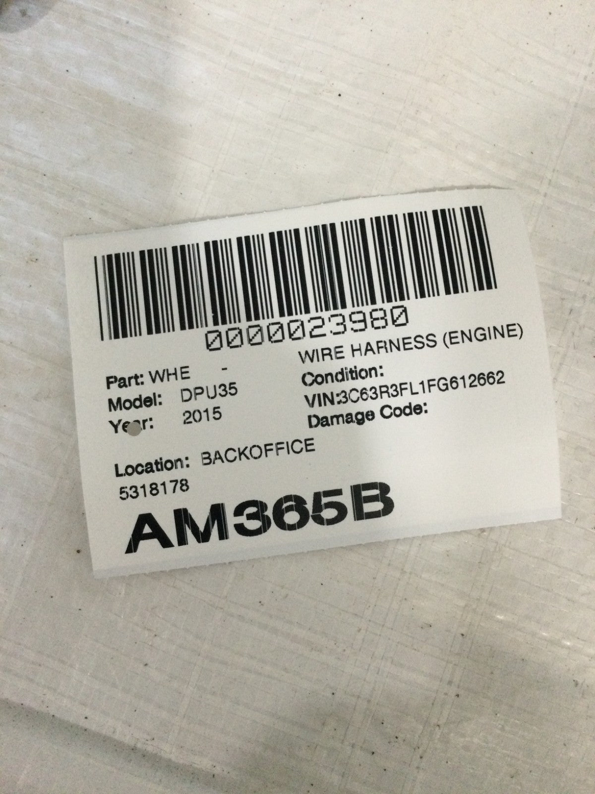 2015 Dodge Ram 3500 6.7L Engine Wire Harness OEM 5318178