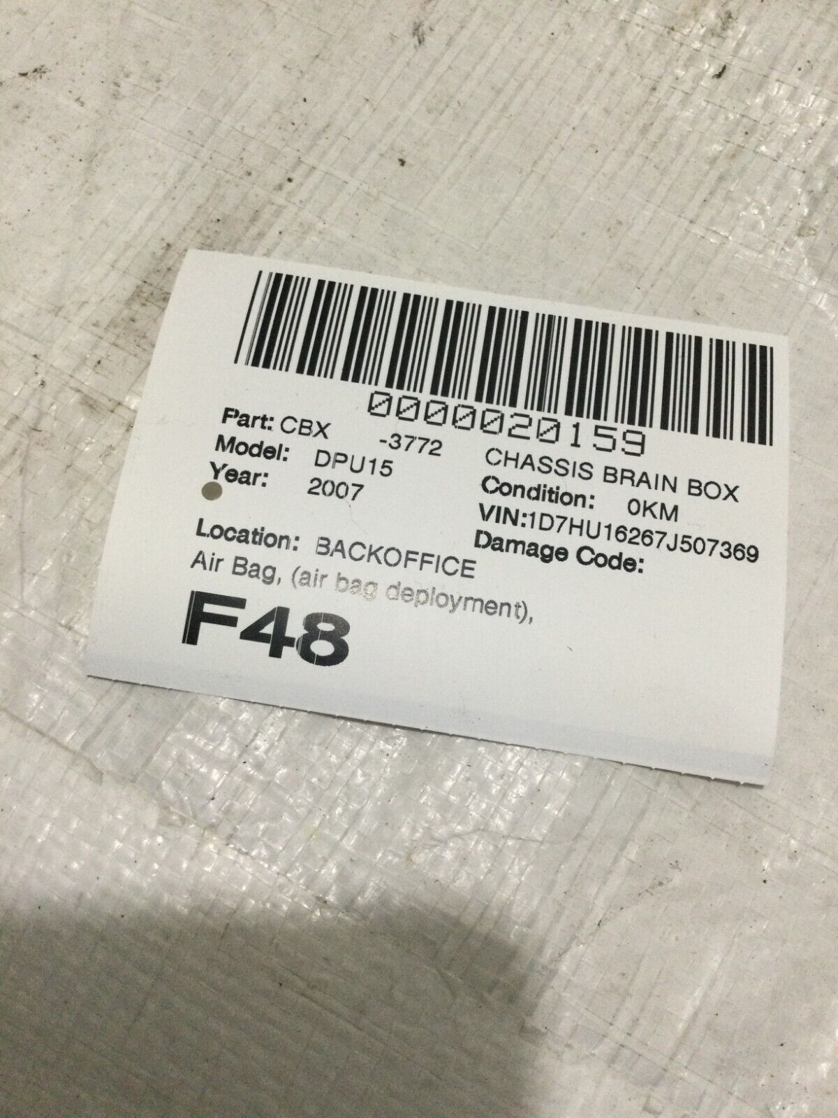 2007 Dodge Ram 1500 SRS Control Module OEM 04896179AB