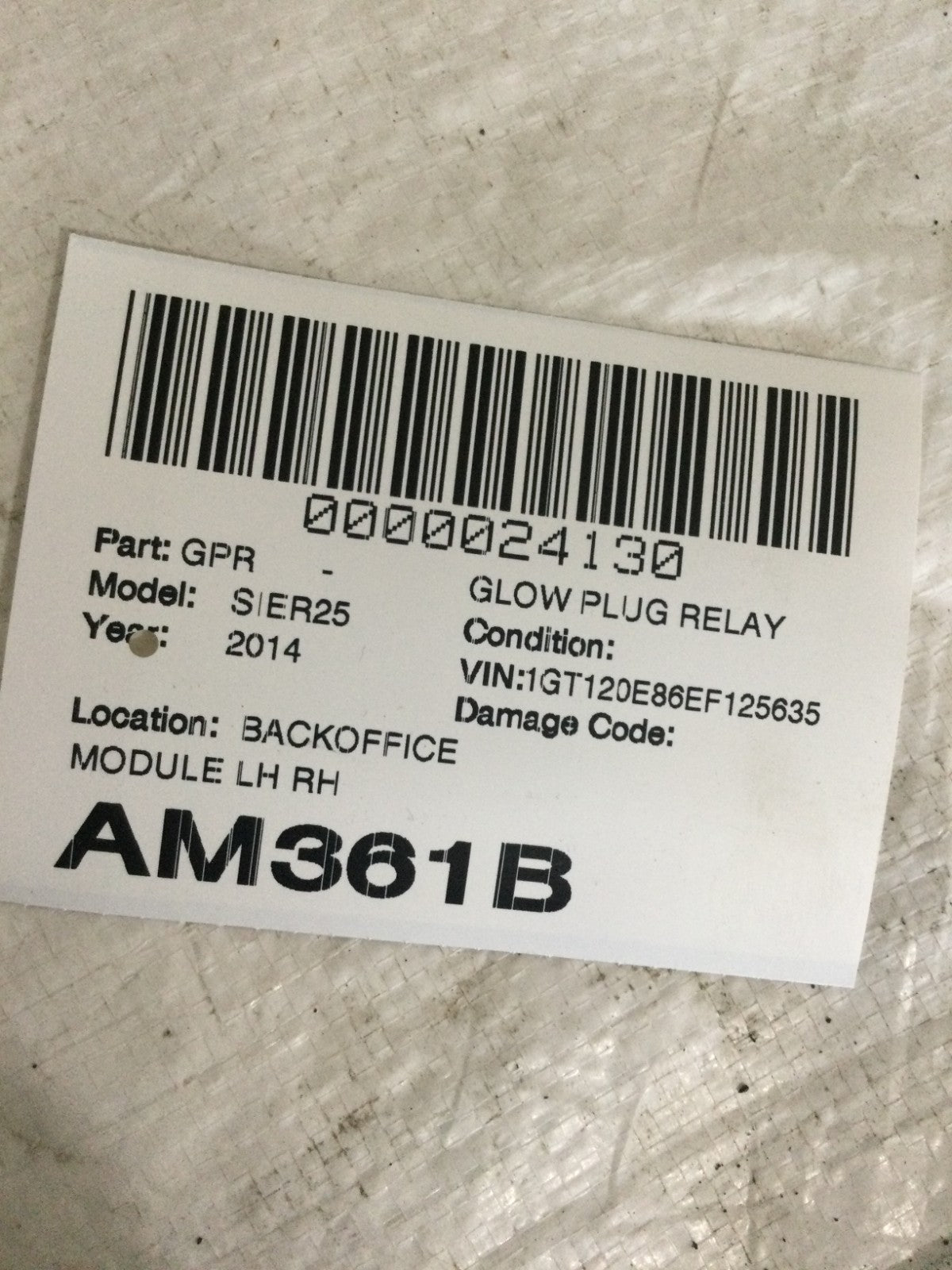 2014 GMC Sierra 2500 6.6L Glow Plug Control OEM 12654071