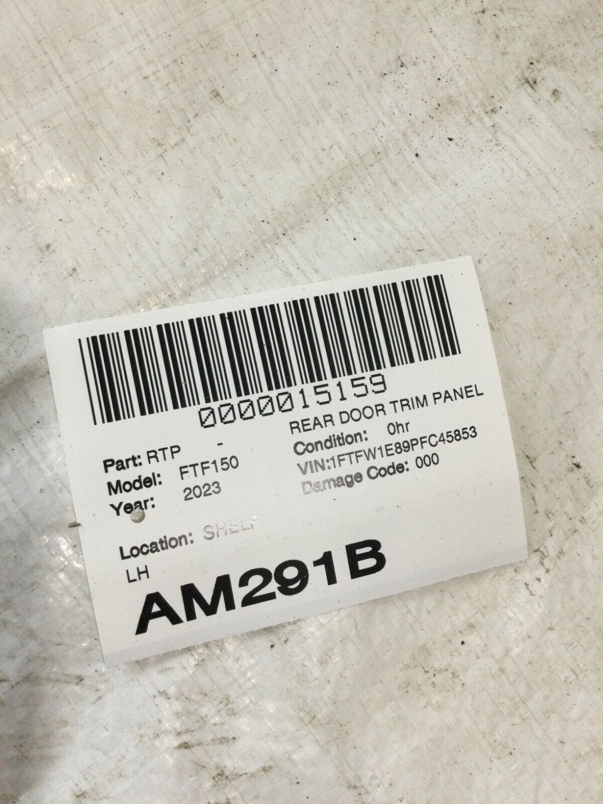 2019 Ford F-150  Rear Left  Side Door Trim Panel OEM