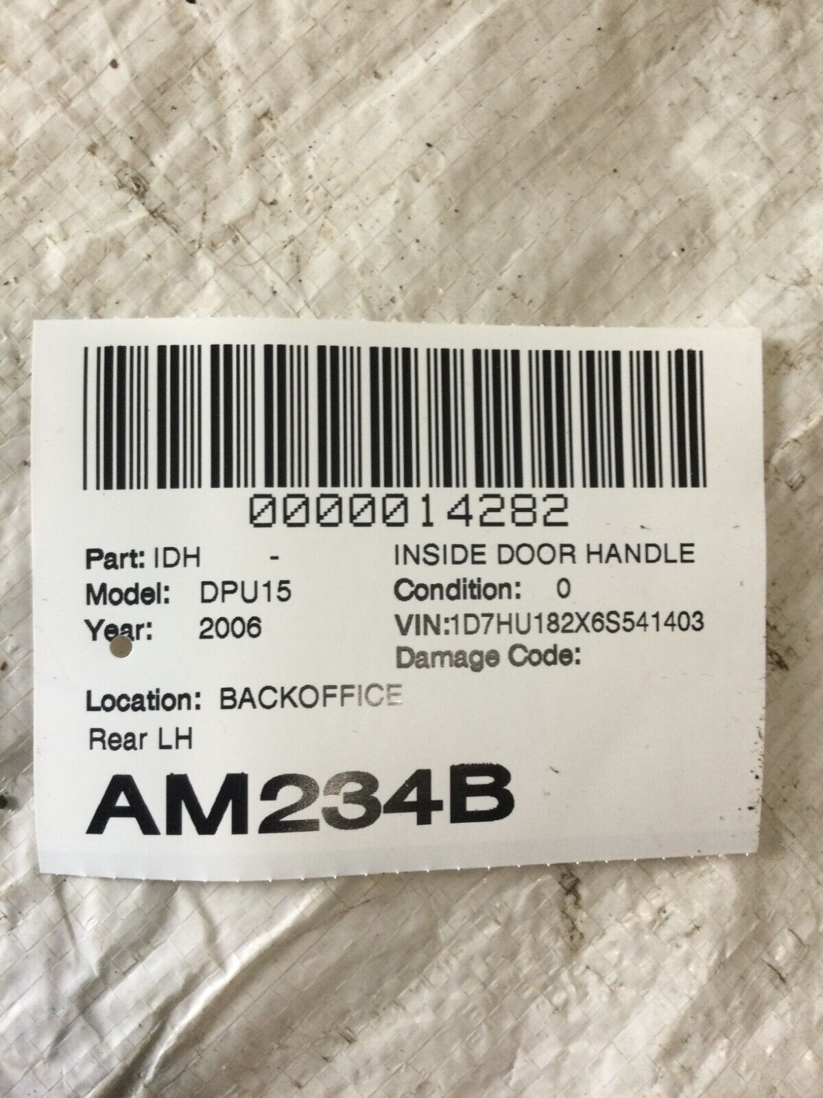 2006 Dodge Ram 1500 Rear Left Interior Door Handle OEM