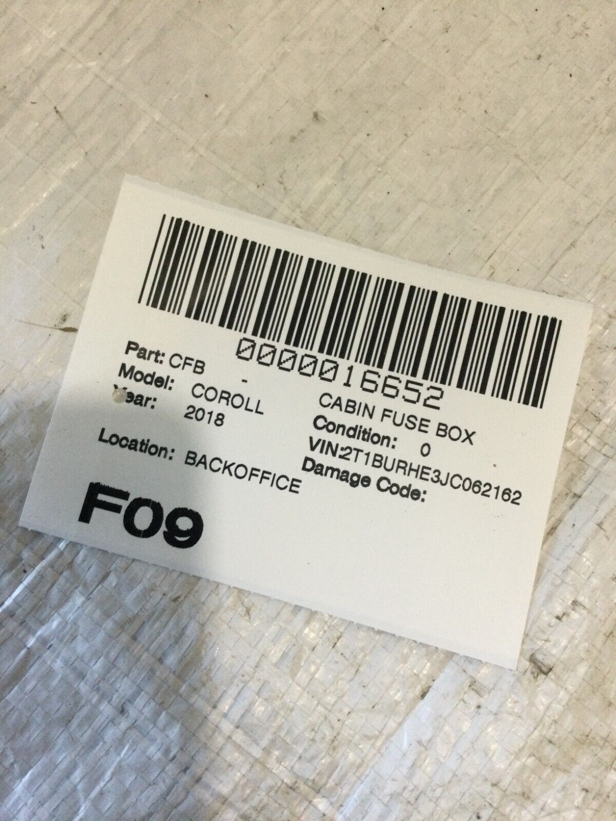 2018 Toyota Corolla Junction Block Cabin Fuse Box OEM