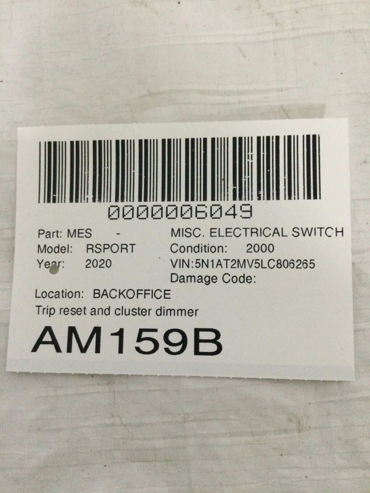 2019-2020 Nissan Rogue Trip Reset And Cluster Dimmer Switch OEM