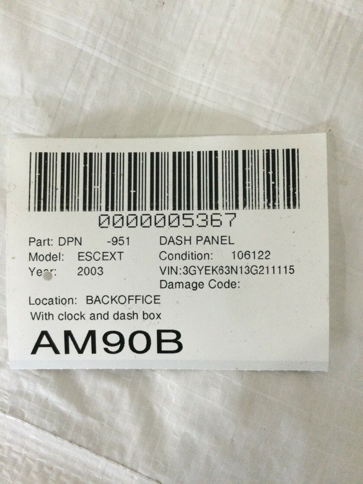 2003-2006 Cadillac Escalade EXT Denali Center Console Trim Clock Bezel 15087592