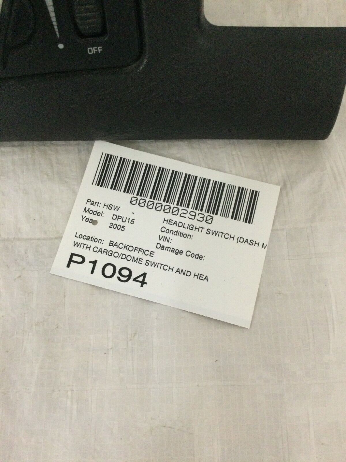 2002-2005 Dodge Ram 1500 Trim W / Air Vent & Headlight Switch 56045537AC OEM