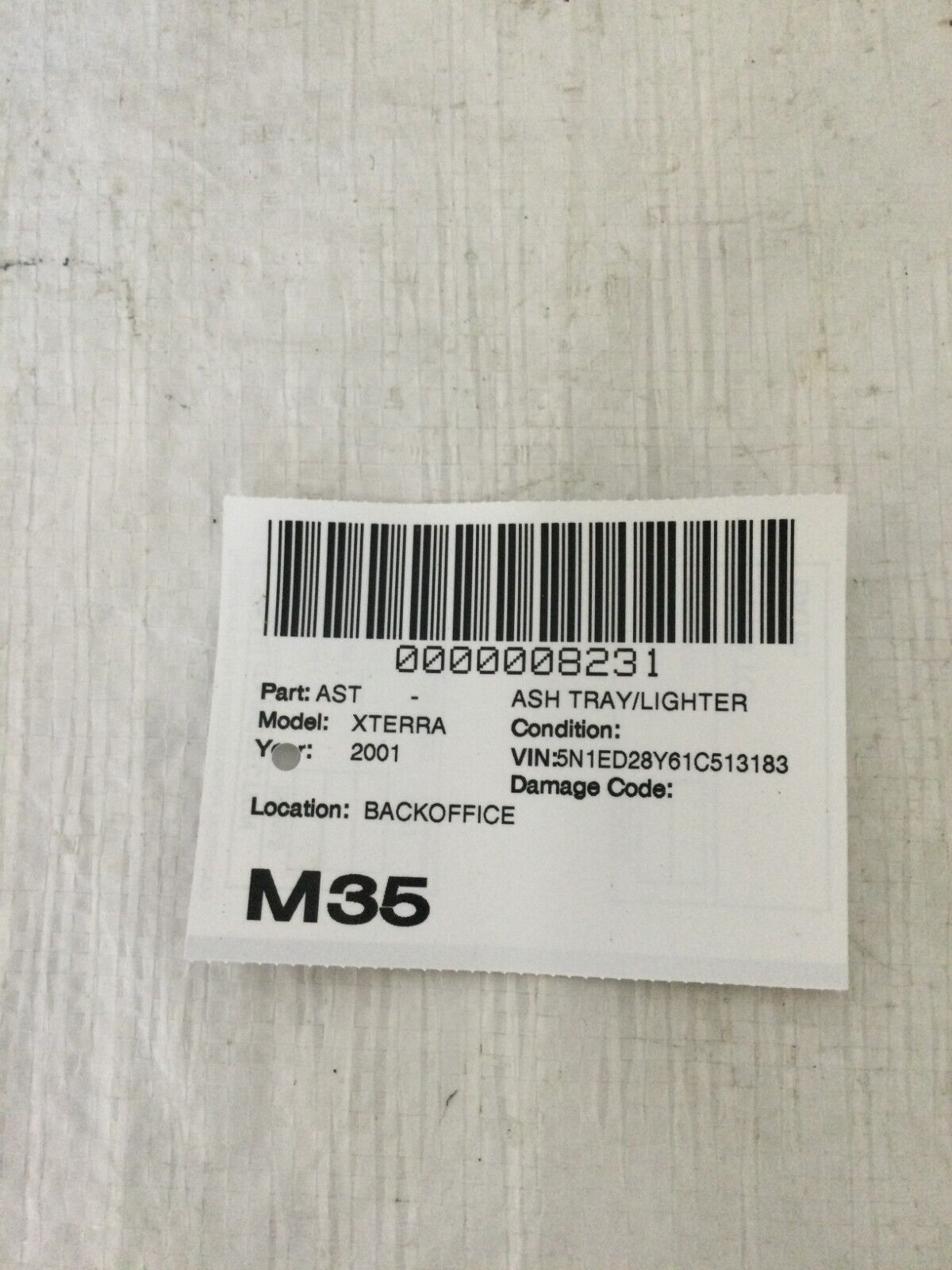 2001 Nissan Xterra Ashtray Lighter Insert 68800-4S100 Black OEM