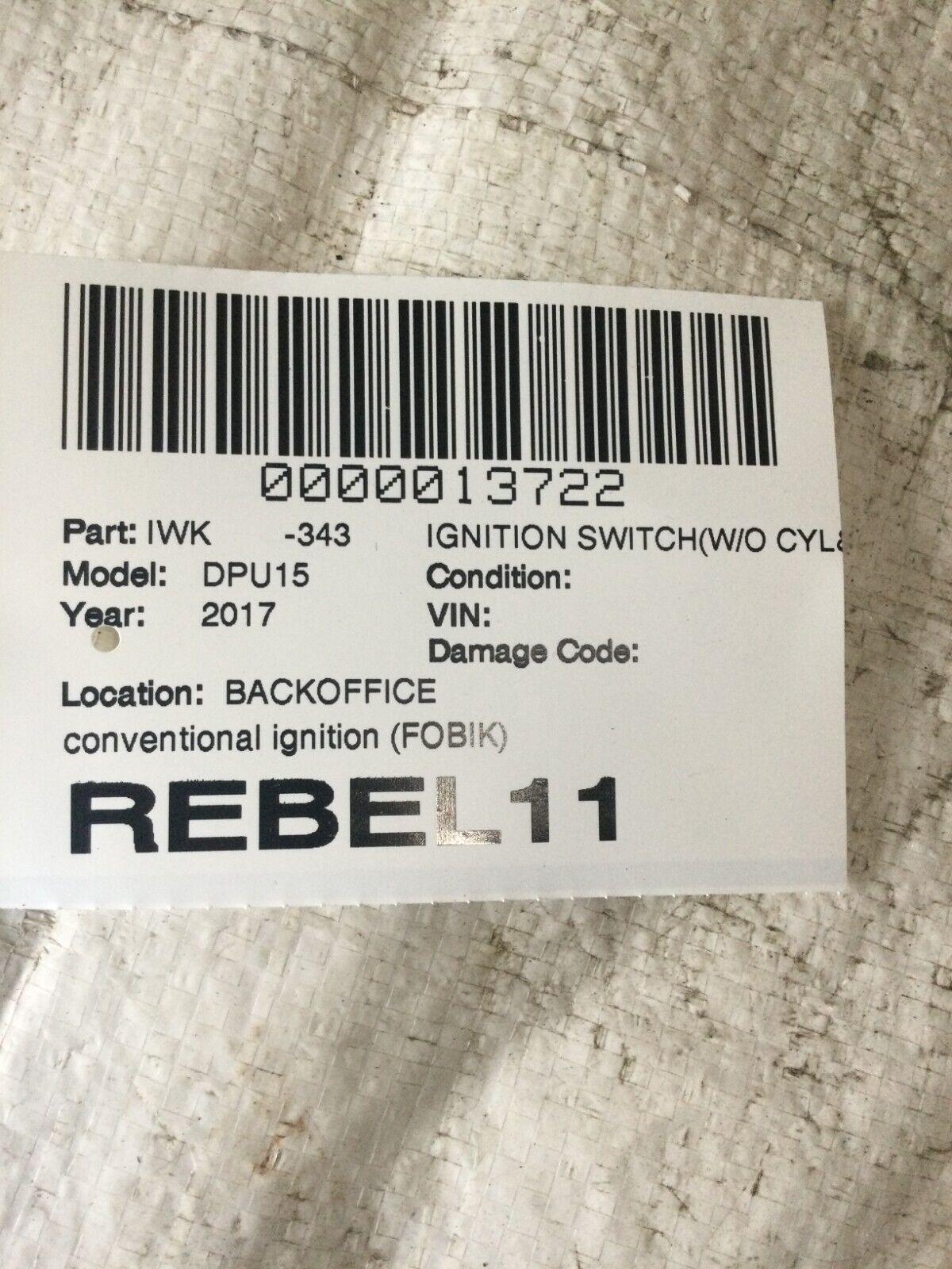 2017 Dodge Ram 1500 Conventional Ignition Fobik OEM