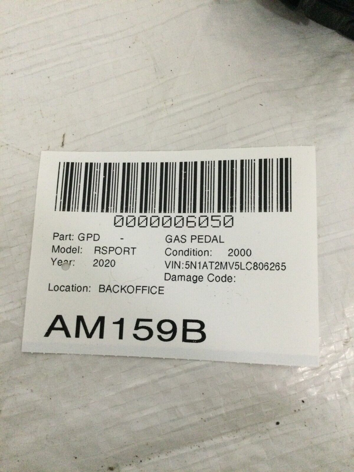 2018-2020 Nissan Rogue Accelerator Gas Pedal 180024BA0A OEM
