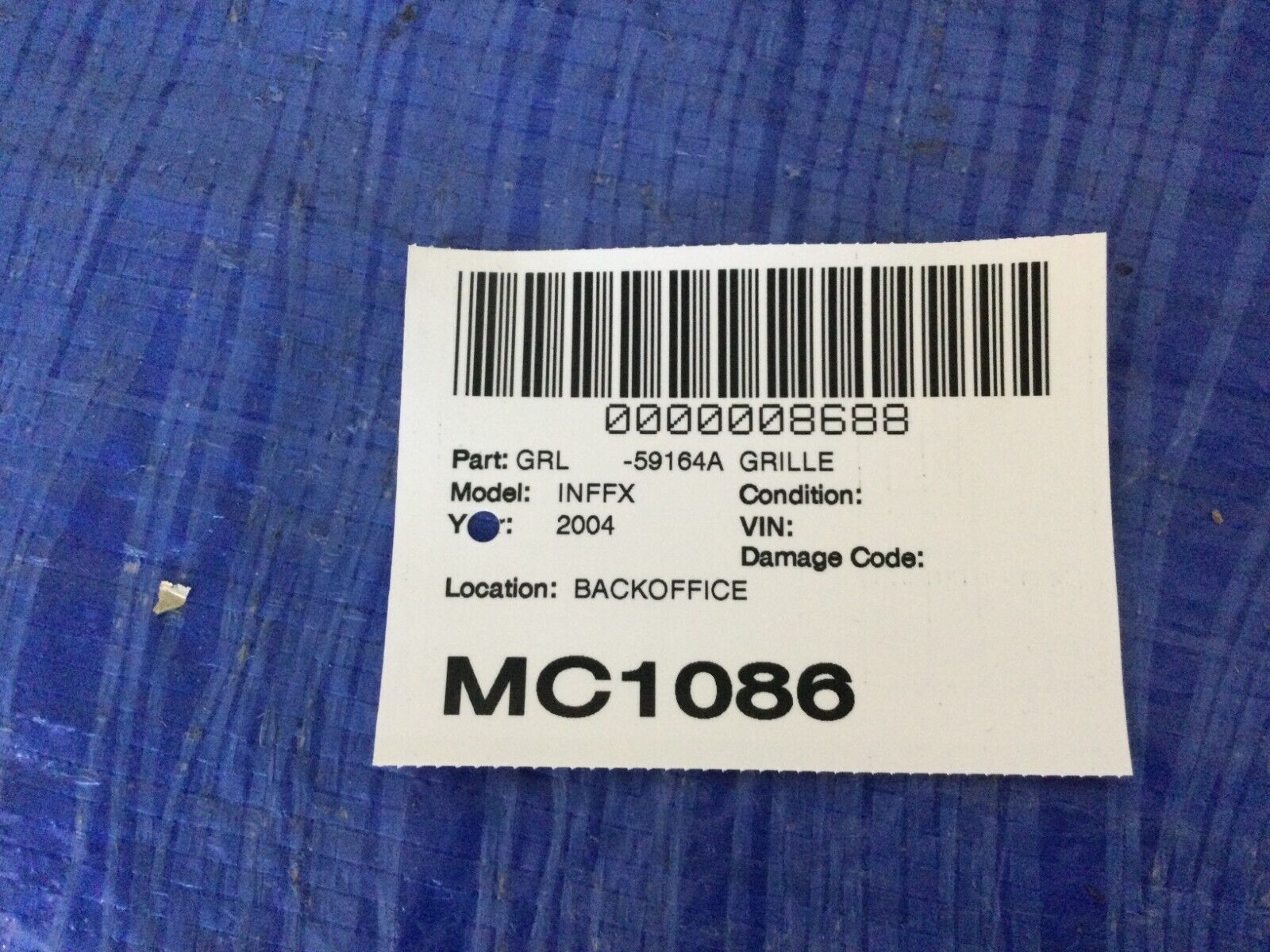 2003 2004 2005 Infiniti FX35 Front Upper Grill Grille W/ Emblem OEM