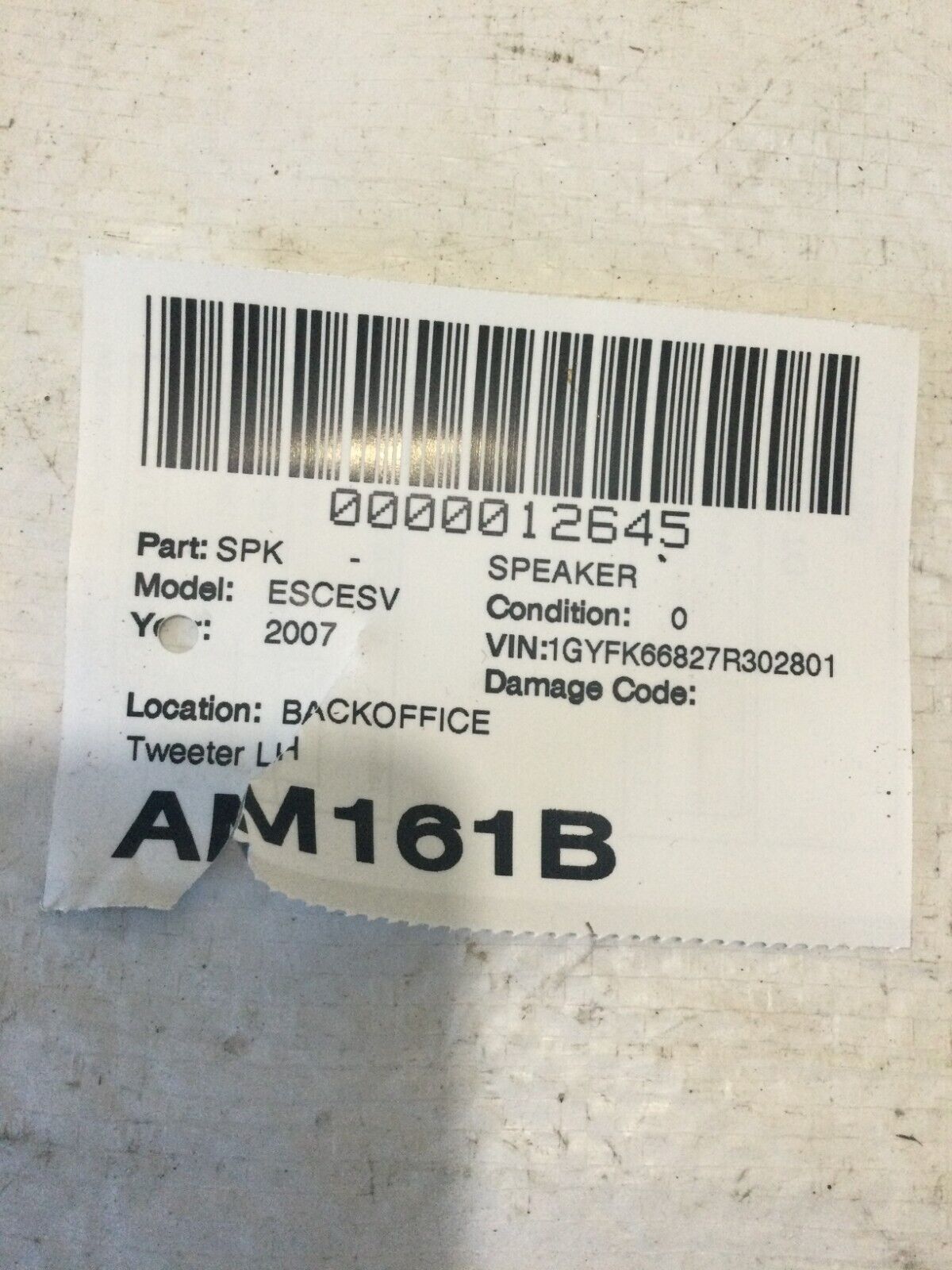 2007 Cadillac Escalade Speaker Left side 528901581 OEM