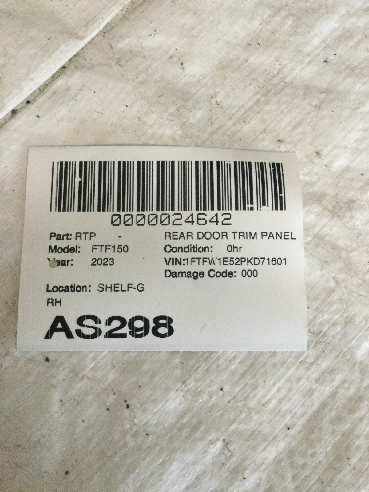 2023 Ford F150 Rear Right Door Trim Panel OEM MARKED DAMAGE
