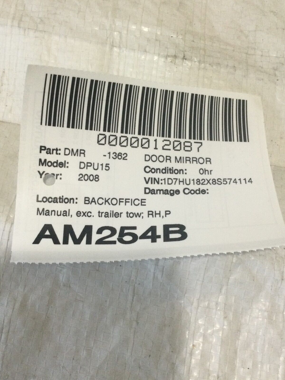 2002-2008 Dodge Ram 1500 Passenger Right Side View Power Heated Door Mirror RH