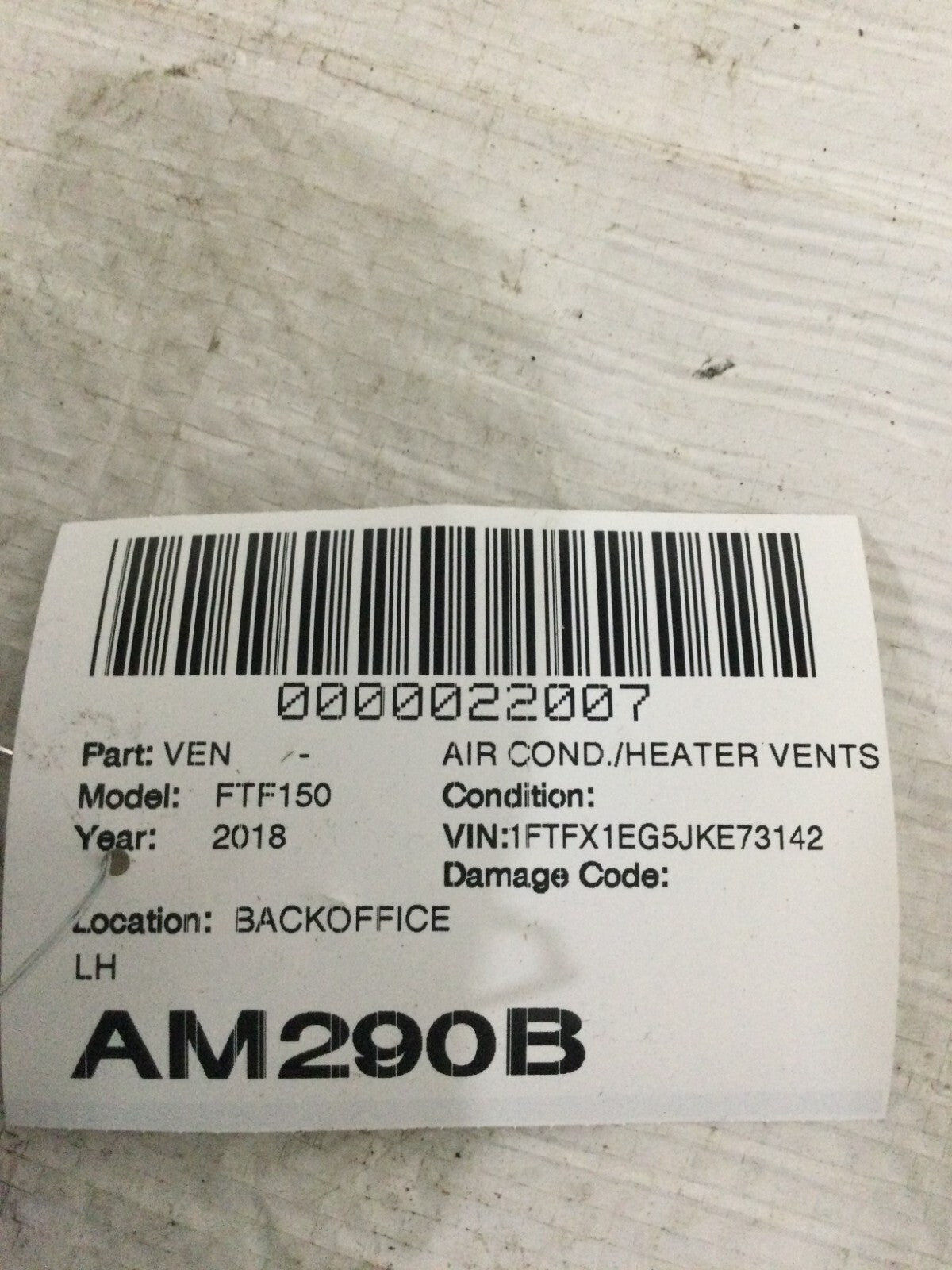 2018 Ford F-150 Left Outer Dashboard Air Vent OEM