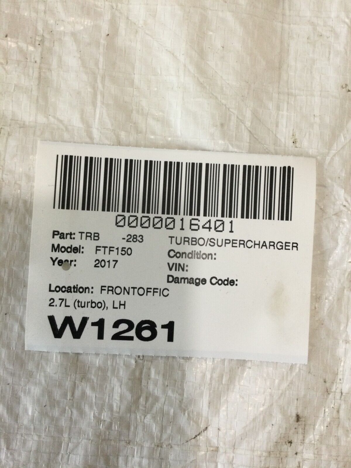 2017 Ford F-150 F150 Turbocharger Turbo Charger Super Charger Supercharger OEM