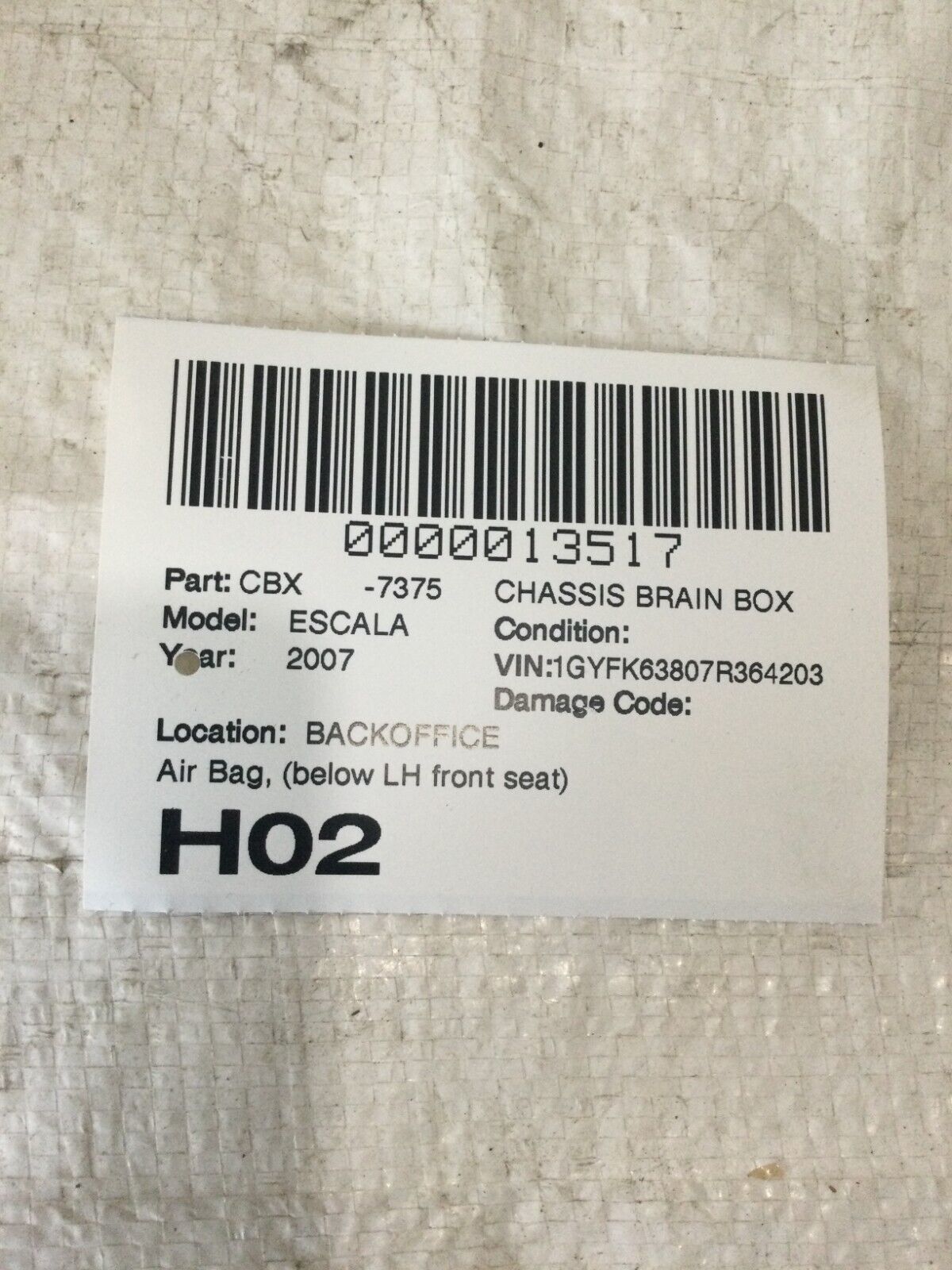 2007 Cadillac Escalade  SRS Module 25823556 OEM