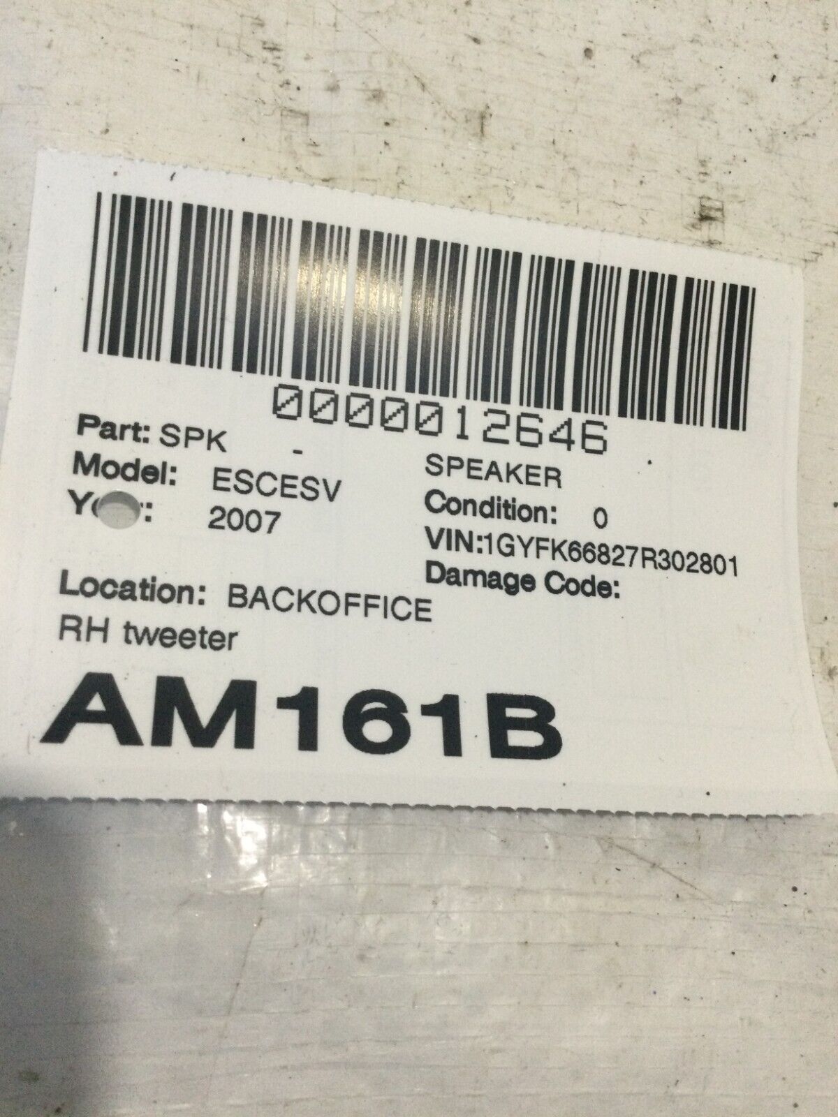 2007 Cadillac Escalade Speaker Right side 528901581 OEM