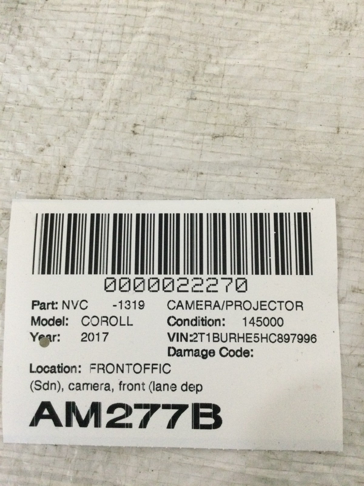 2017 Toyota Corolla Lane Departure Assist Camera OEM 8646C-02010