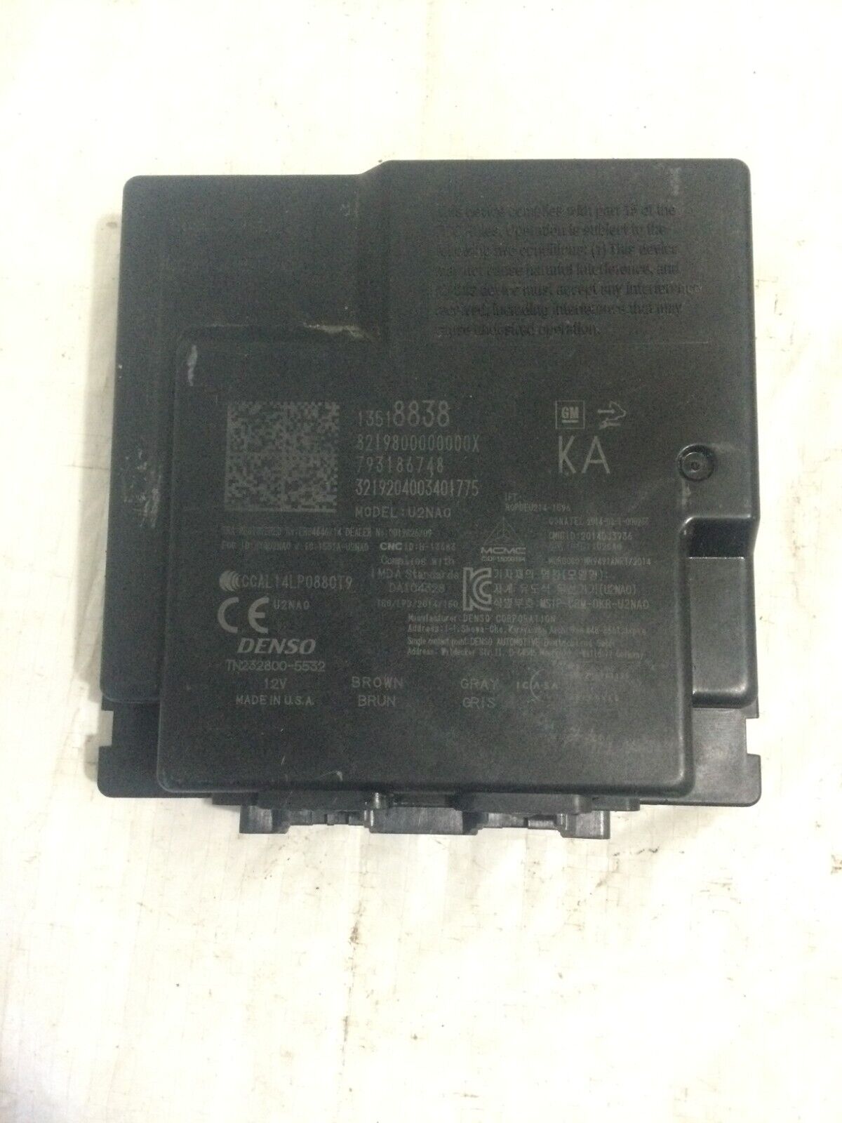 2019 GMC Sierra 1500 Keyless Entry Control Module OEM 13518838