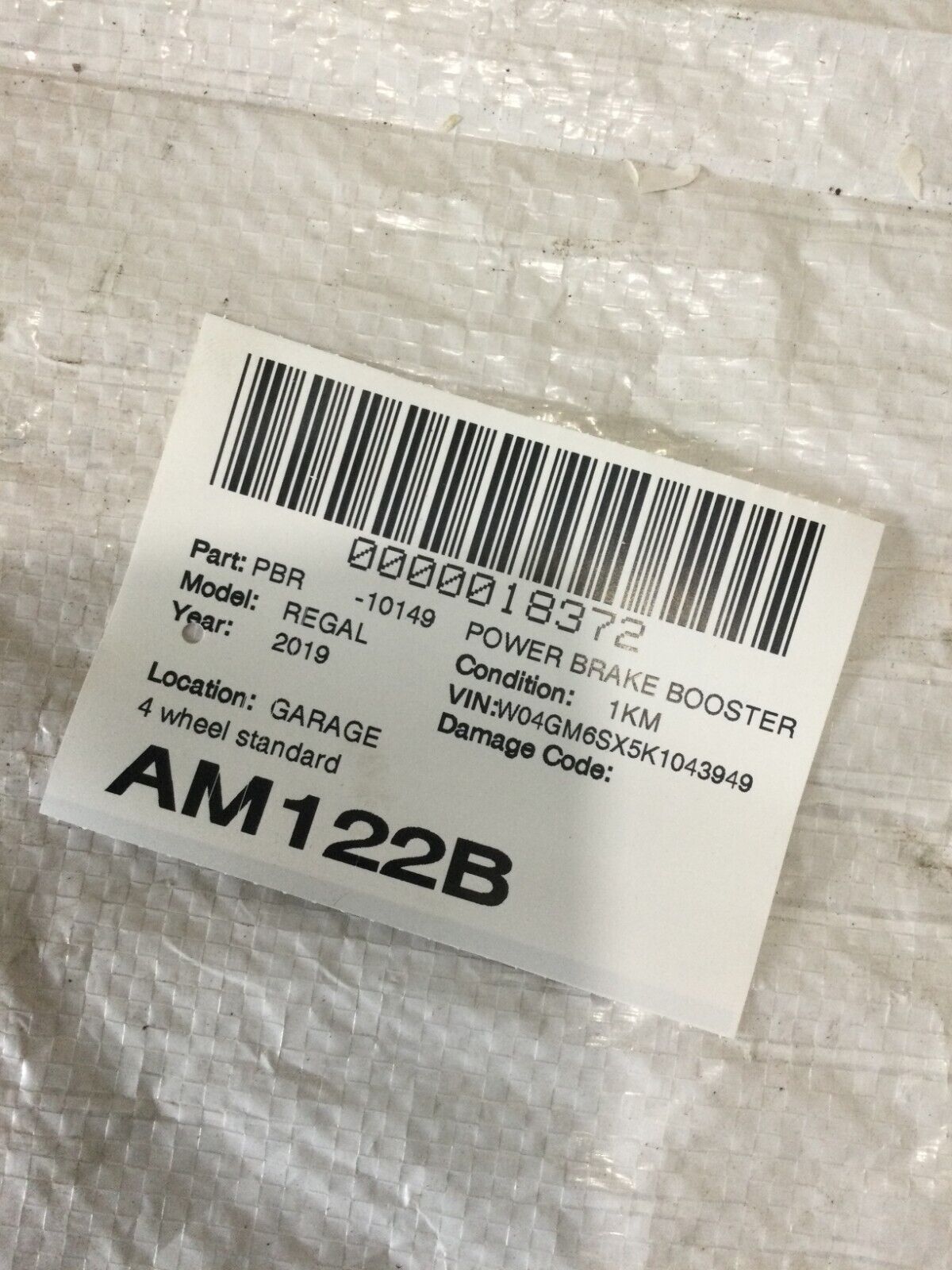 2018-2020 Buick Regal Master Brake Booster OEM