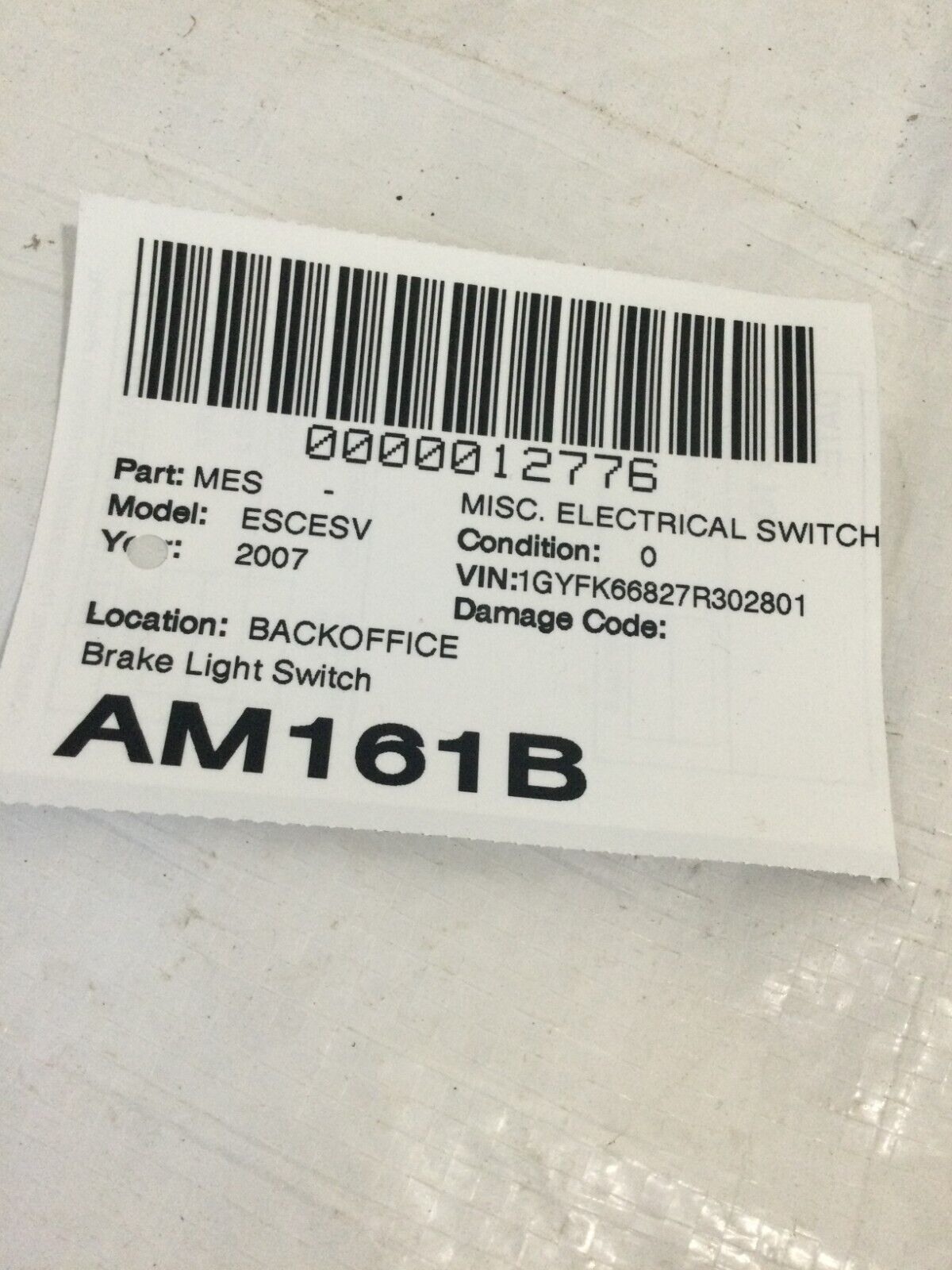 2007-2010  Cadillac Escalade ESV  Brake Light Switch 15861245 OEM
