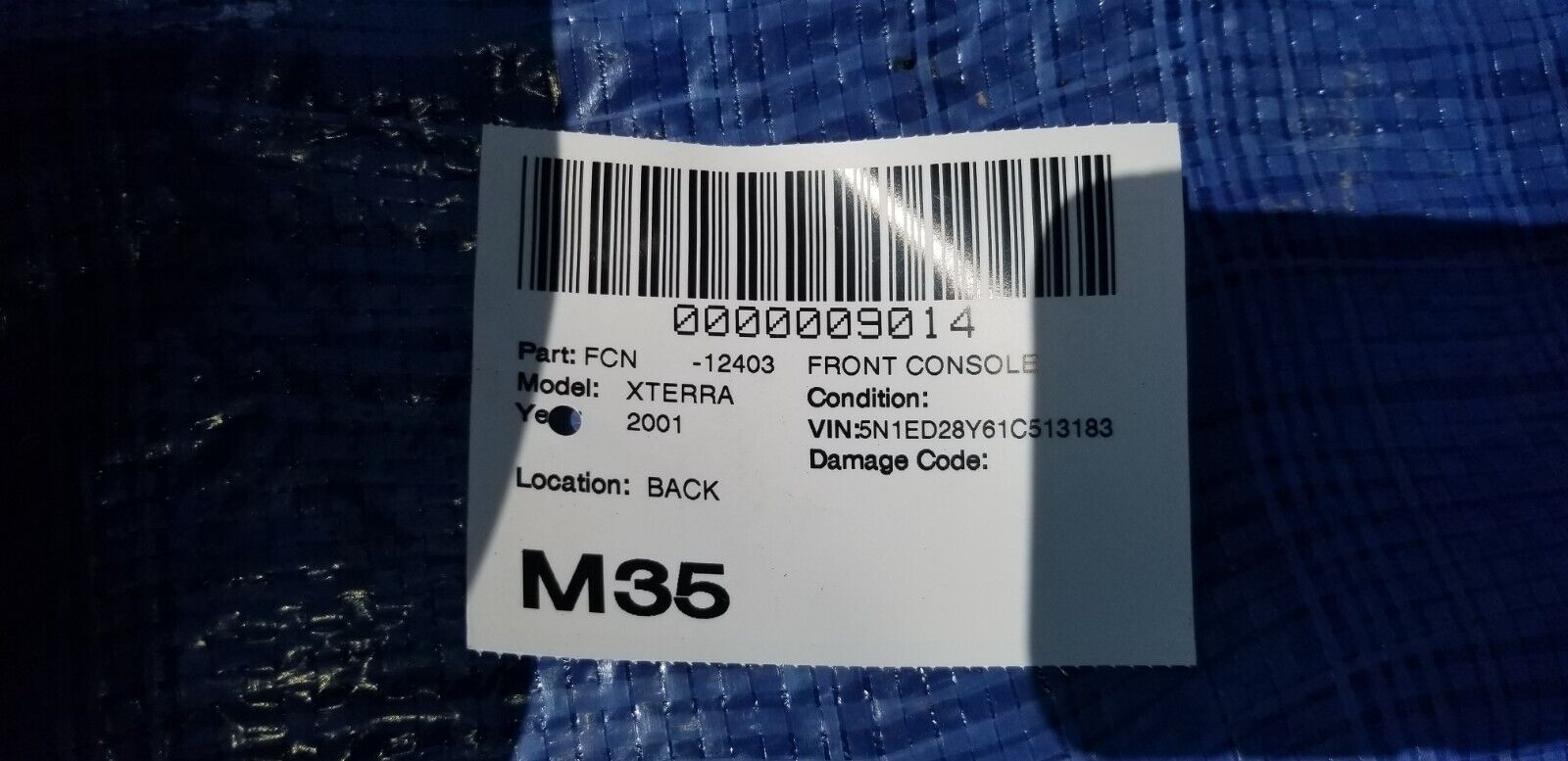 2000-2002 Nissan Xterra Front Console W/ Armrest 96910 7Z000 OEM