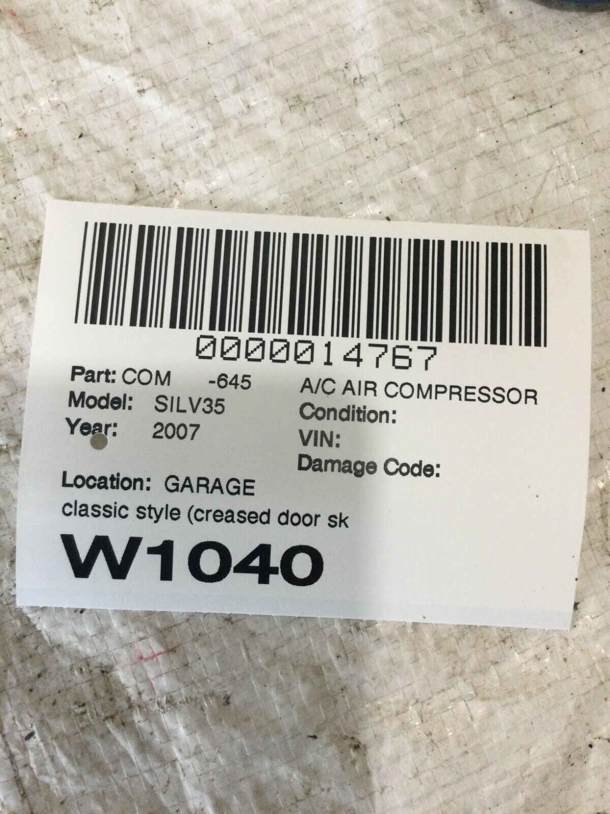 2007  Chevrolet Silverado 3500 AC Air Compressor  OEM