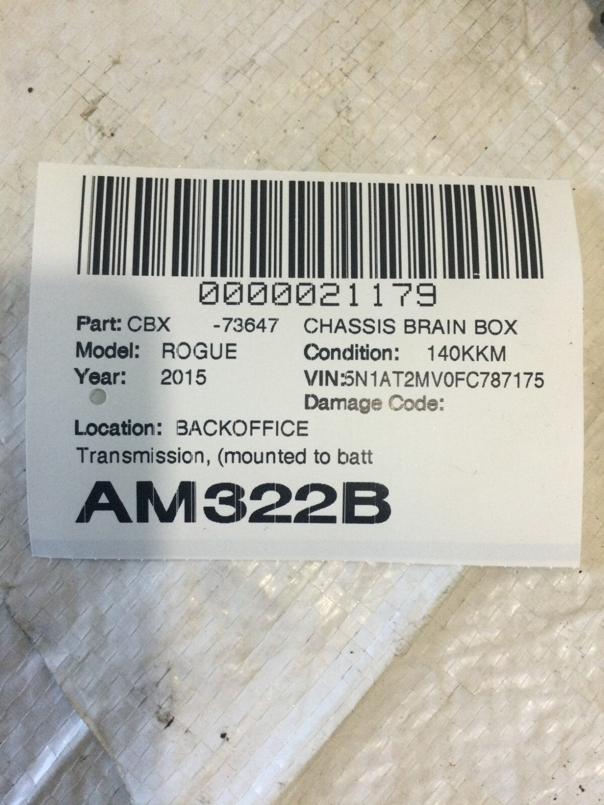 Nissan Rogue 2014-2017 Transmission Control Module 310F6 4BA0A OEM