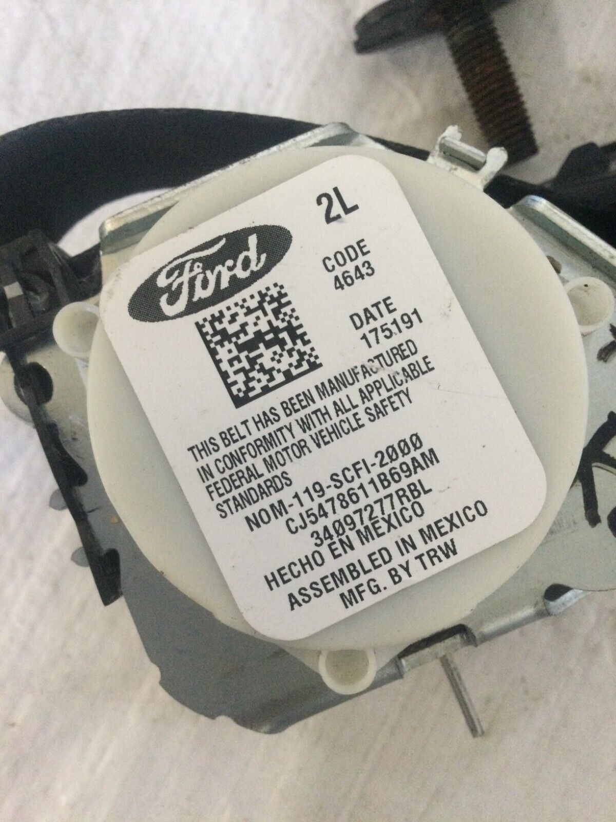 2017-2019 Ford Escape Rear Left Seat Belt OEM CJ5478611B69AM