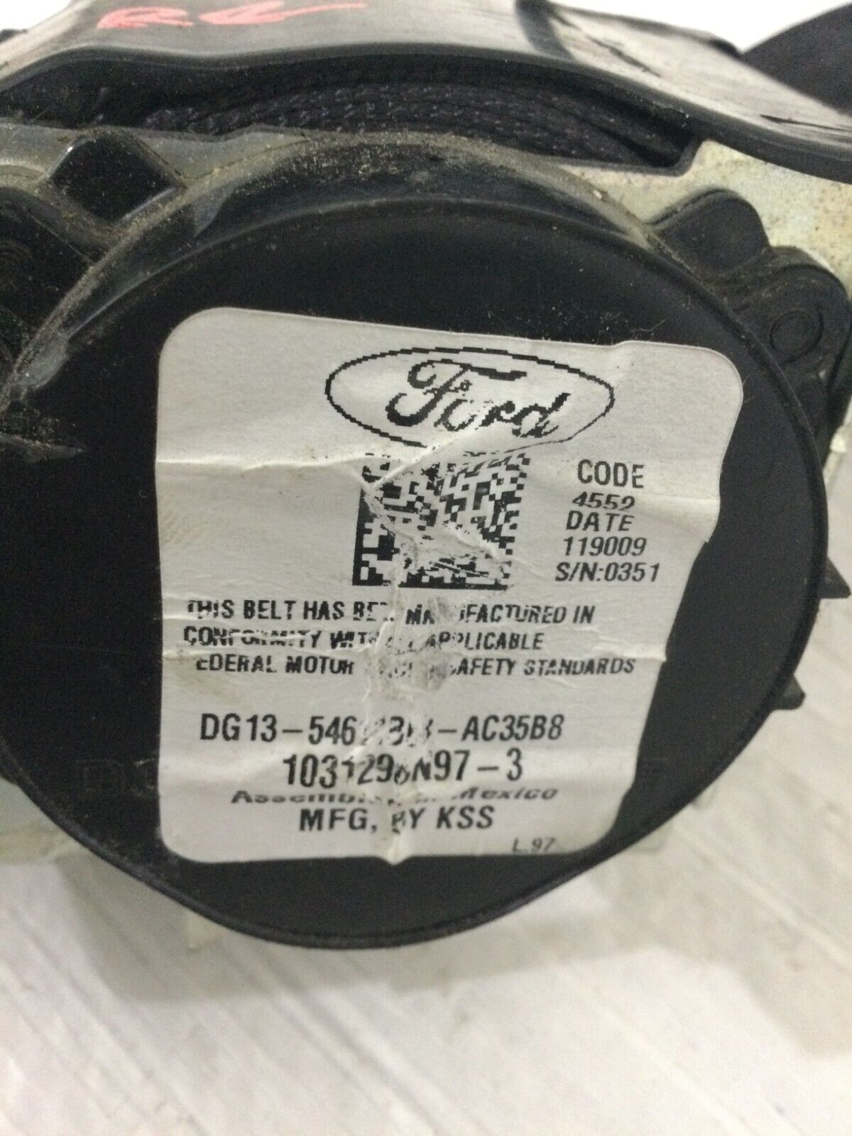 2019 Ford Taurus Rear Right Seat Belt OEM RH