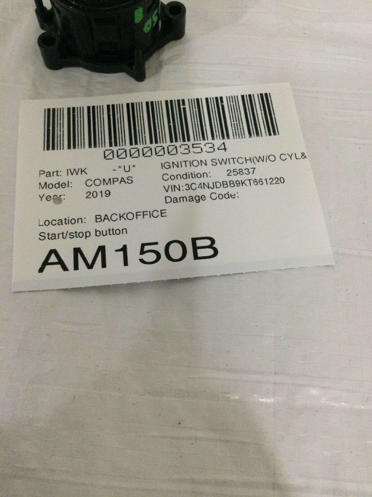 2019 Jeep Compass Engine Start Stop Button OEM